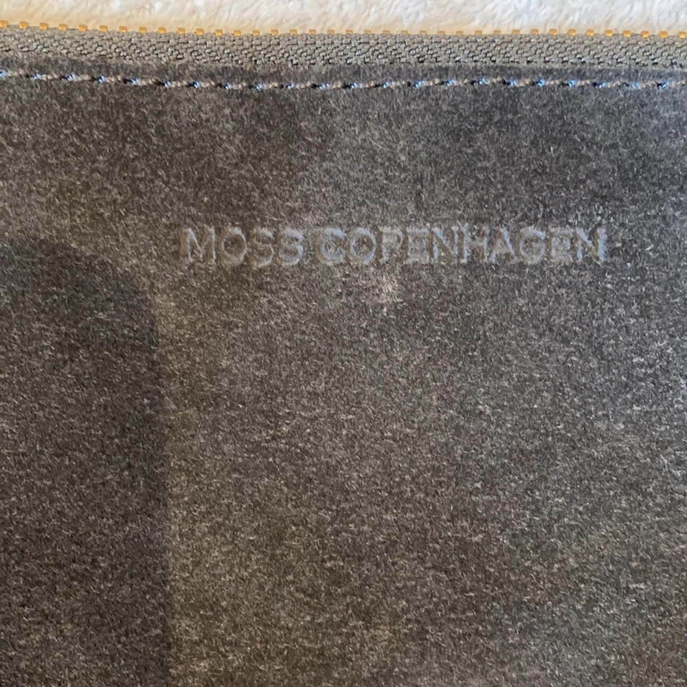 Moss Copenhagen dark gray suede zippered pouch 11 x 8